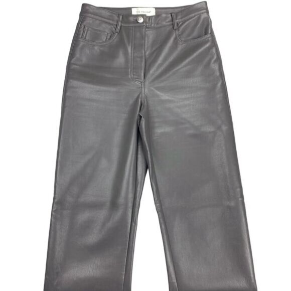 WILFRED The Melina High Waisted Vegan Leather Pants Sz 2 Peppercorn Gray - Picture 2 of 6